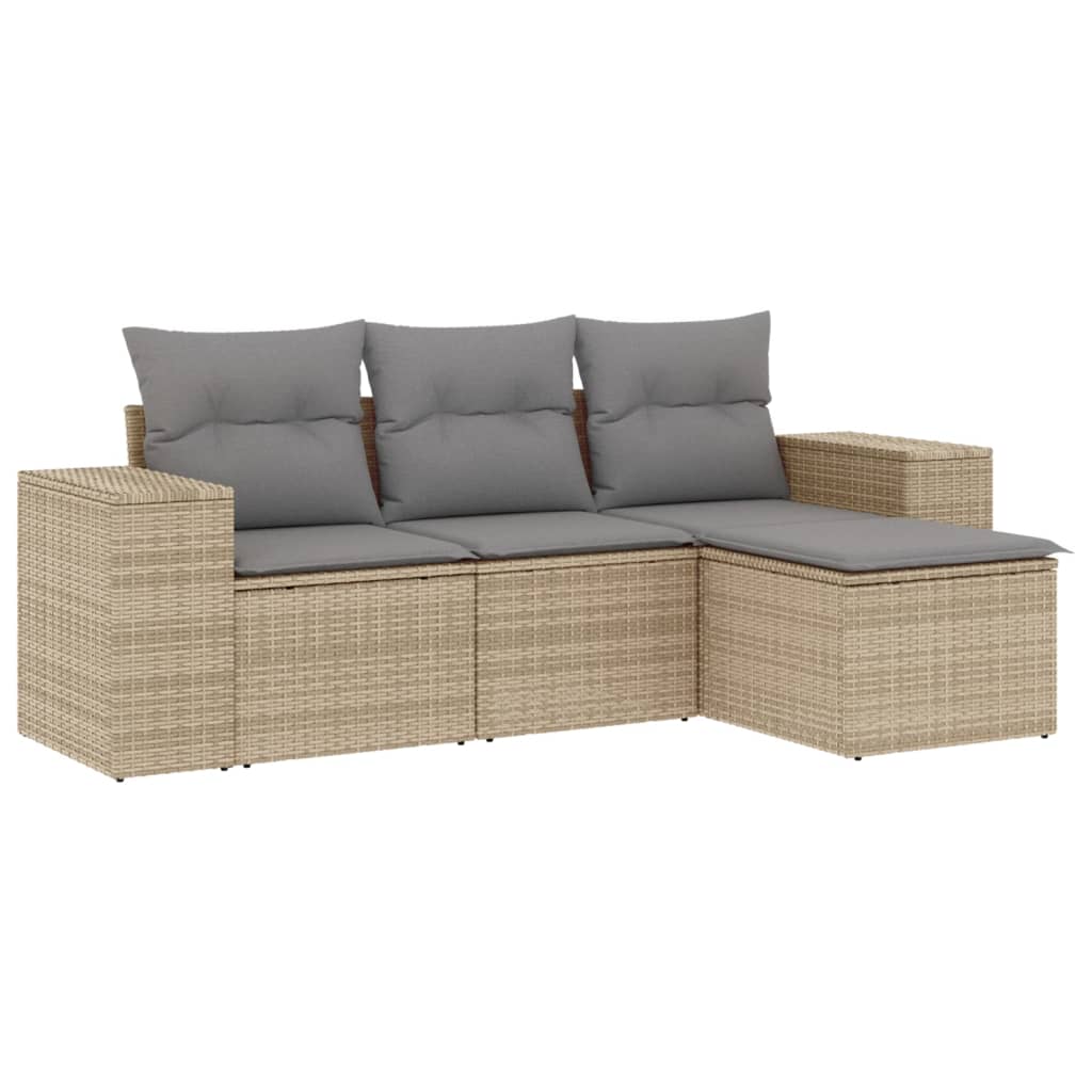 4-dijelni set vrtnih sofa s jastucima bež od poliratana