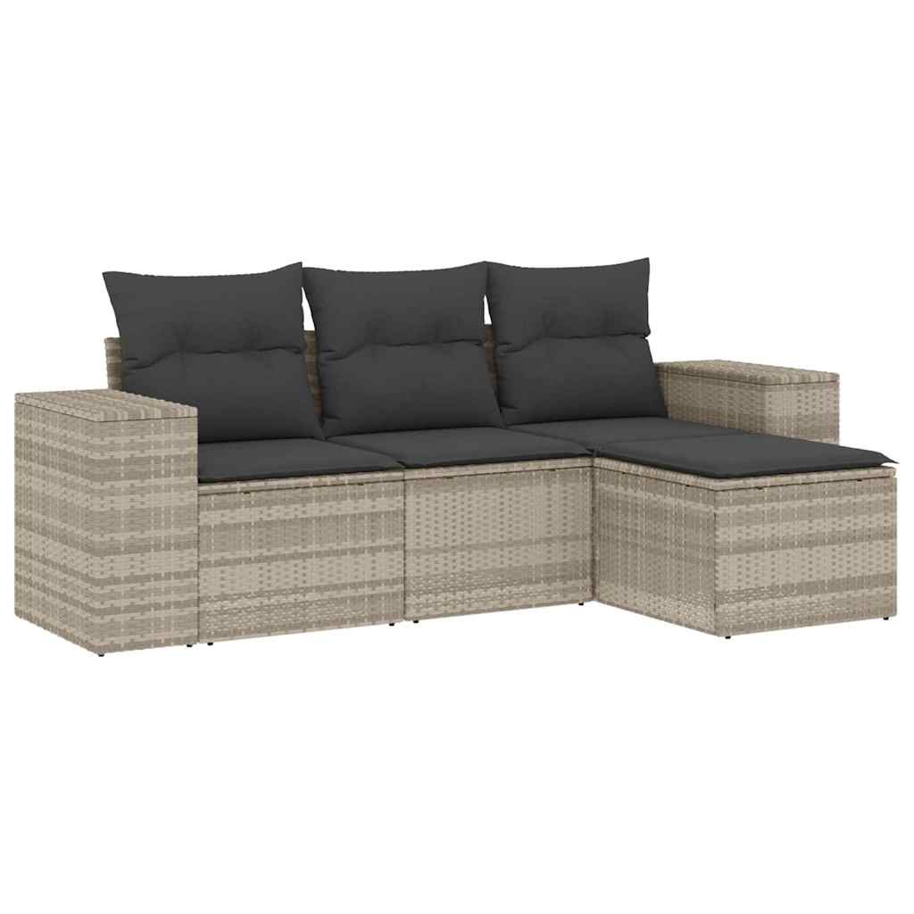 4-dijelni set vrtnih sofa s jastucima svijetlosivi poliratan