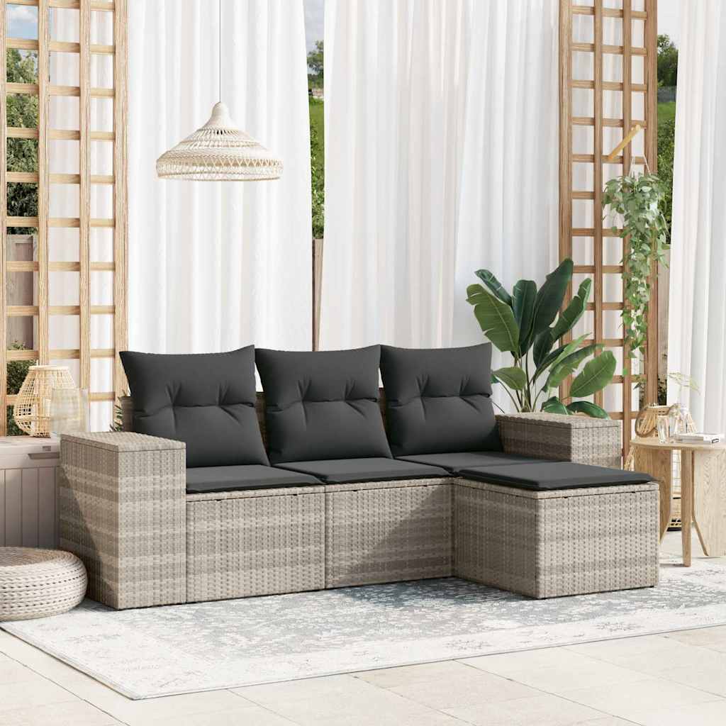 4-dijelni set vrtnih sofa s jastucima svijetlosivi poliratan