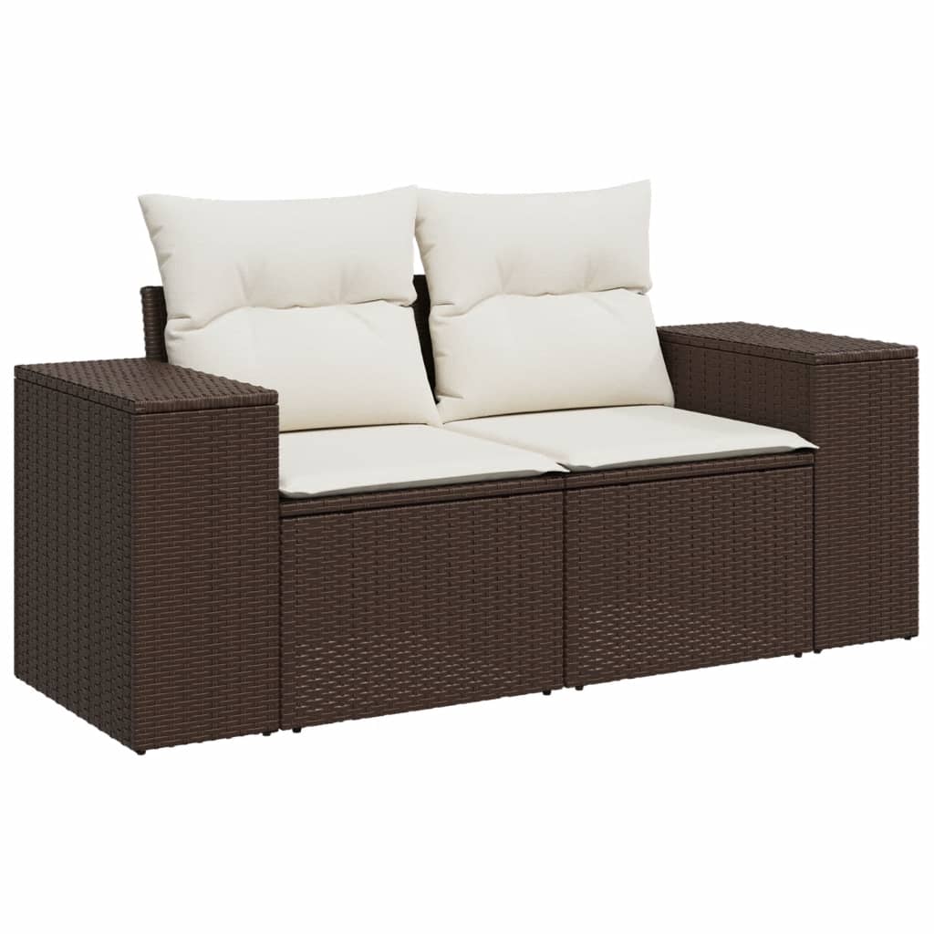 5-dijelni set vrtnih sofa s jastucima poliratan smeđi
