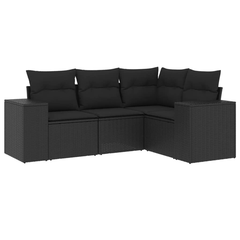 4-dijelni set vrtnih sofa od poliratana s jastucima crni