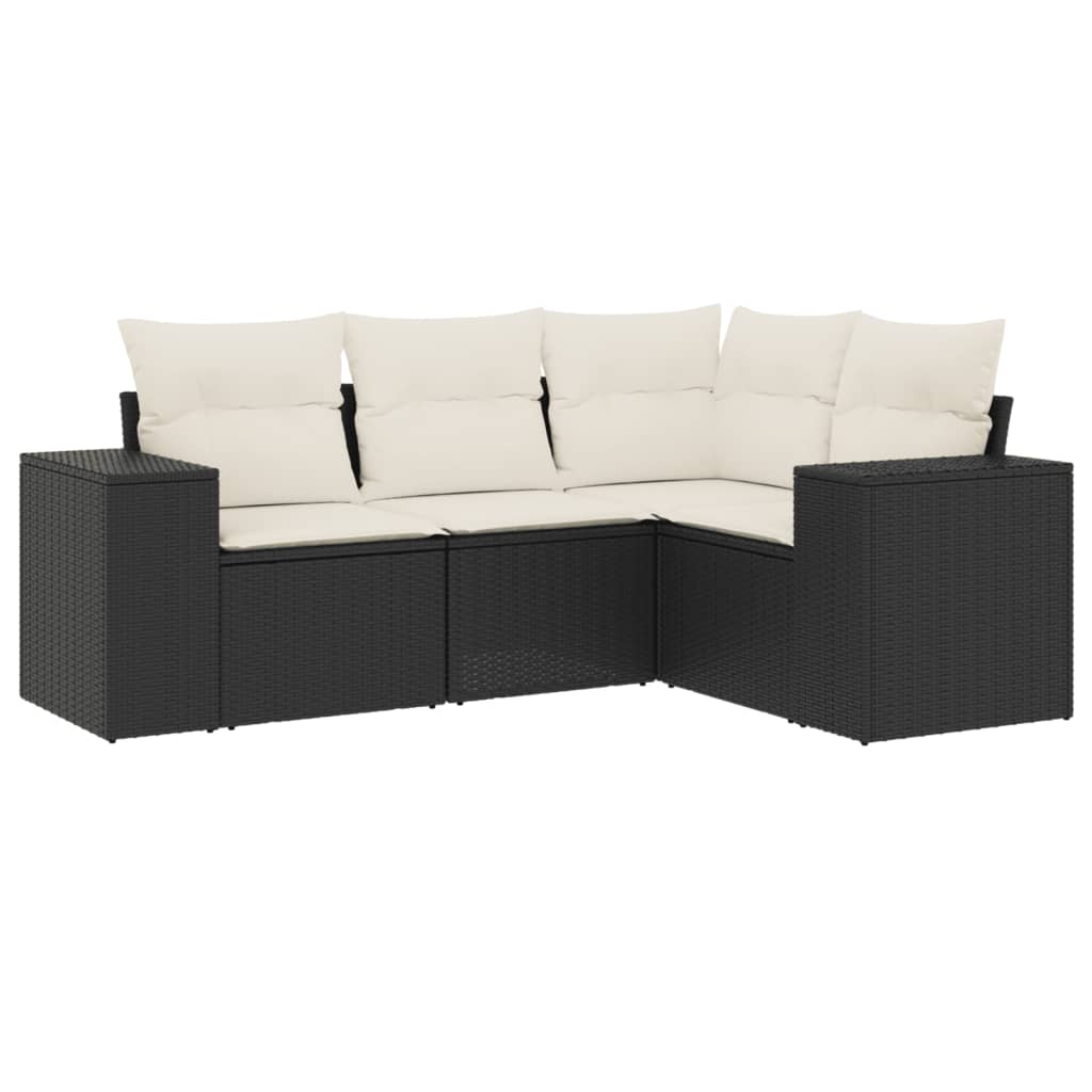 4-dijelni set vrtnih sofa od poliratana s jastucima crni