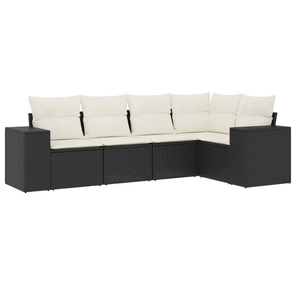 5-dijelna vrtna garnitura od poliratana s jastucima crna 62 x 62 x 69 cm