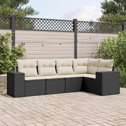 5-dijelna vrtna garnitura od poliratana s jastucima crna 62 x 62 x 69 cm