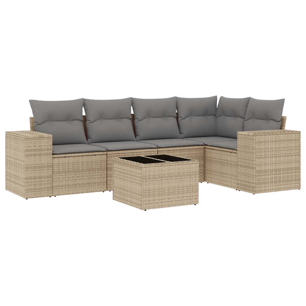 6-dijelni set vrtnih sofa s jastucima bež od poliratana