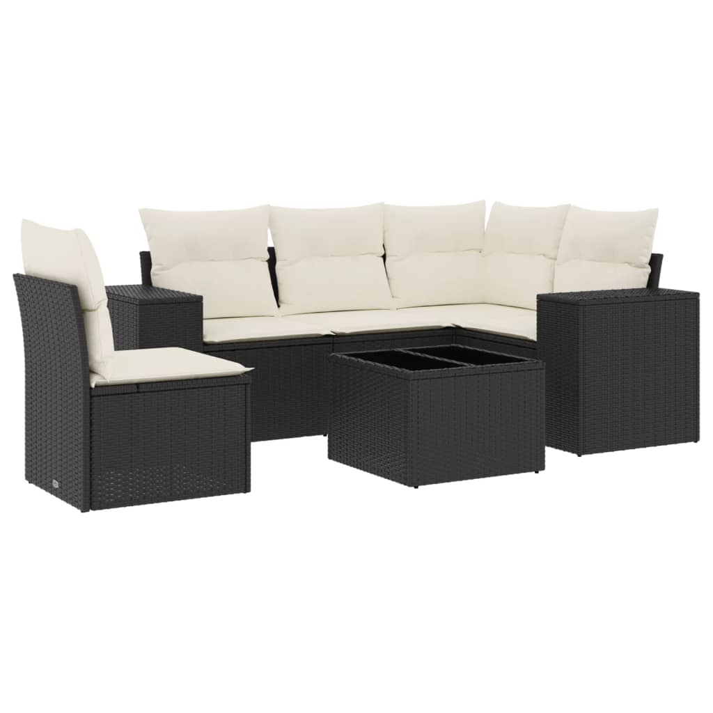 6-dijelni set vrtnih sofa s jastucima crni od poliratana