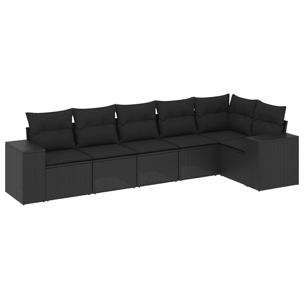 6-dijelni set vrtnih sofa s jastucima crni od poliratana Crna 83 x 62 x 69 cm
