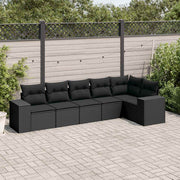 6-dijelni set vrtnih sofa s jastucima crni od poliratana Crna 83 x 62 x 69 cm
