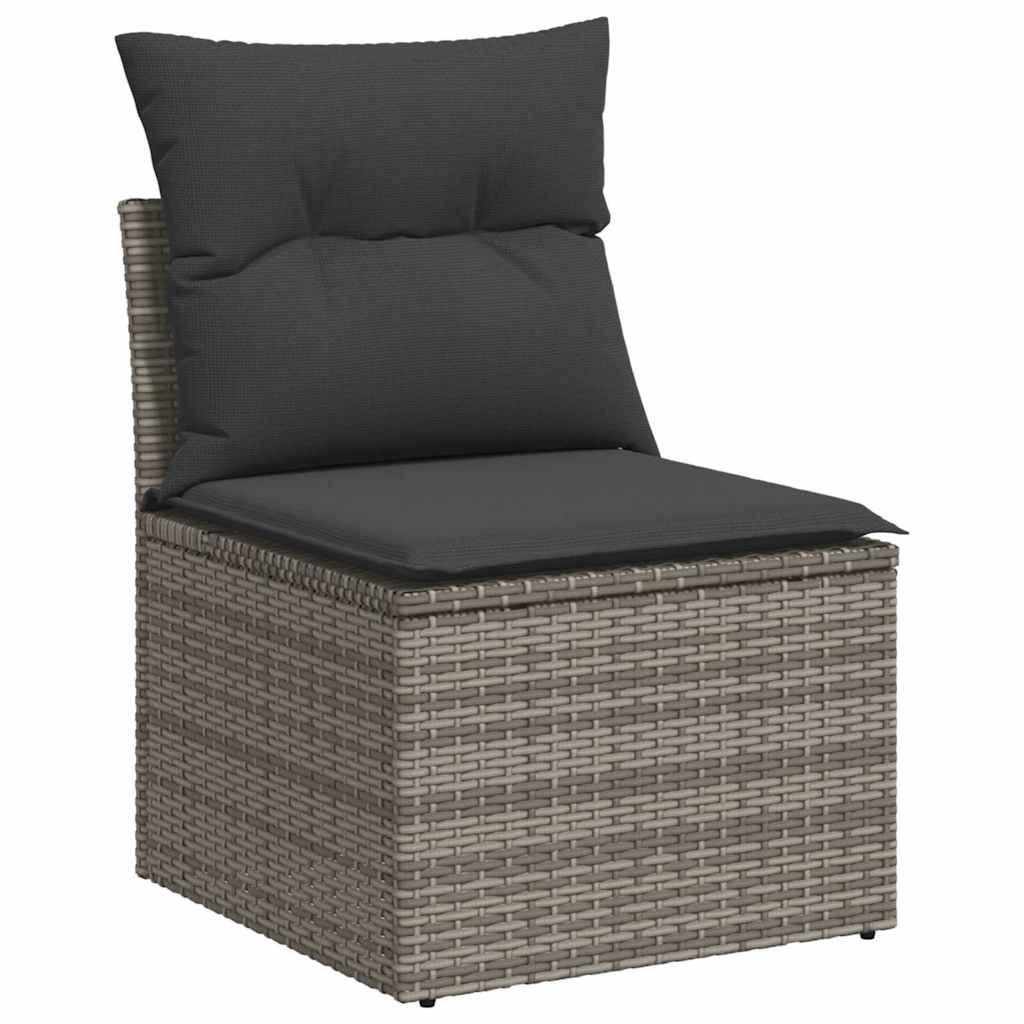 6-dijelni set vrtnih sofa od poliratana s jastucima sivi