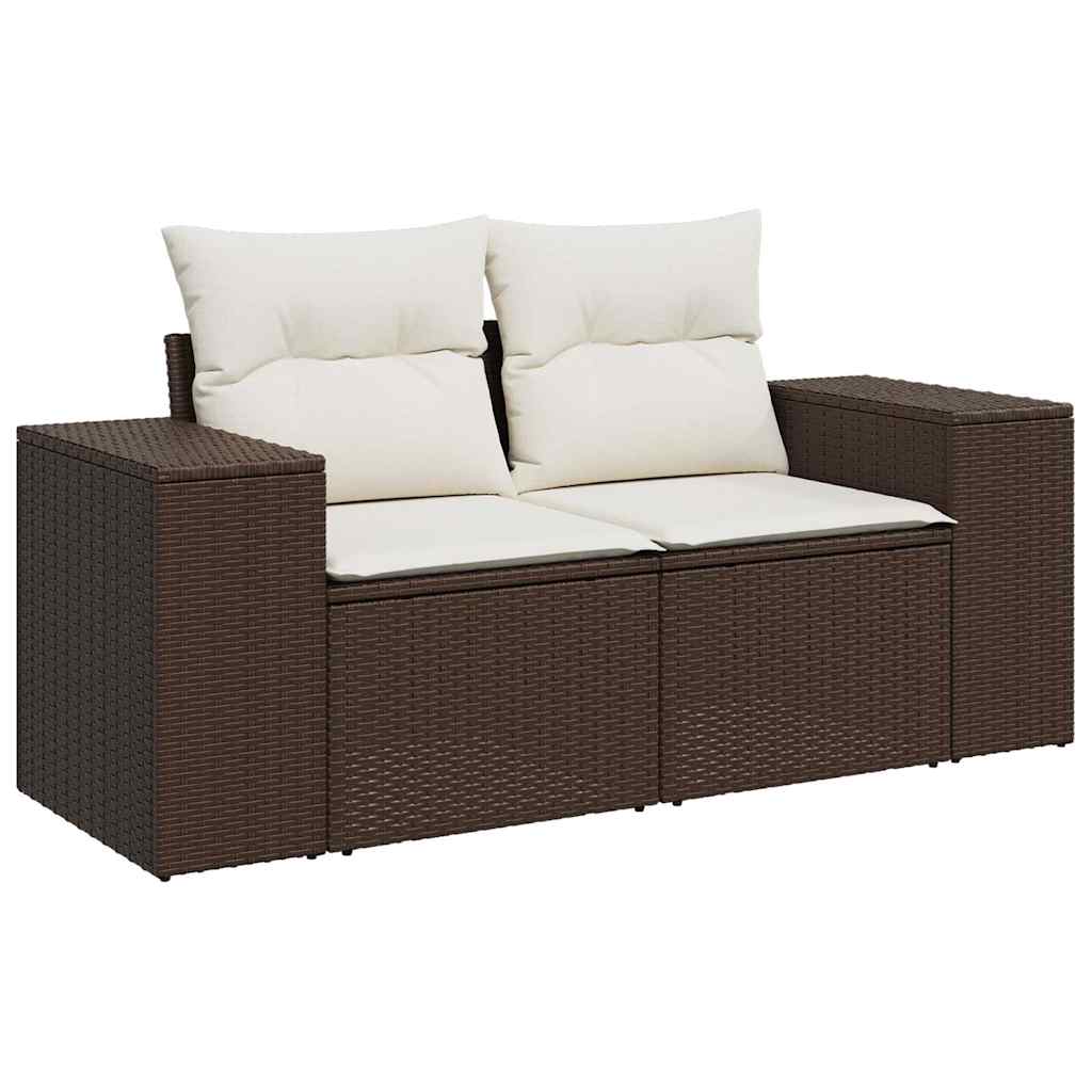 6-dijelni set vrtnih sofa od poliratana s jastucima smeđi