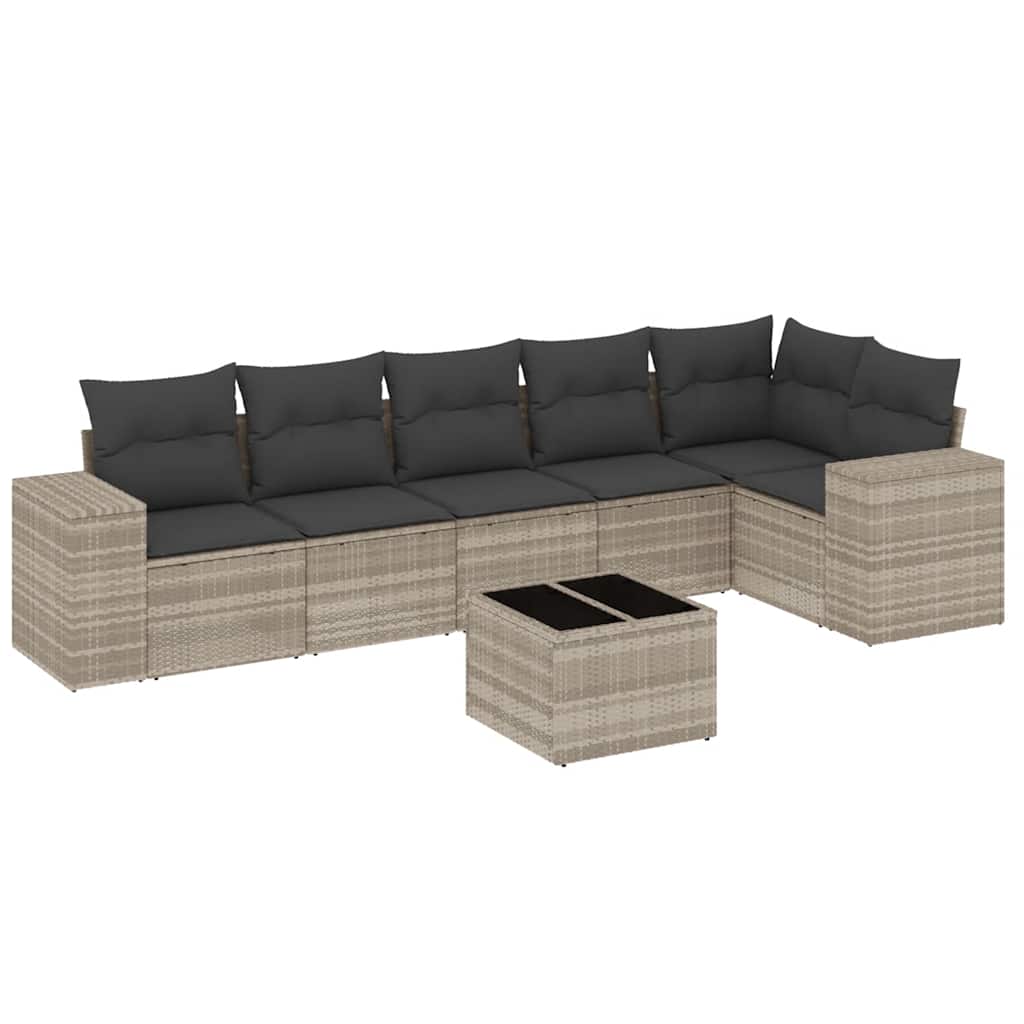 7-dijelni set vrtnih sofa svjetlosivi od poliratana