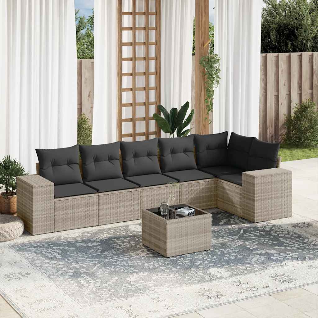 7-dijelni set vrtnih sofa svjetlosivi od poliratana