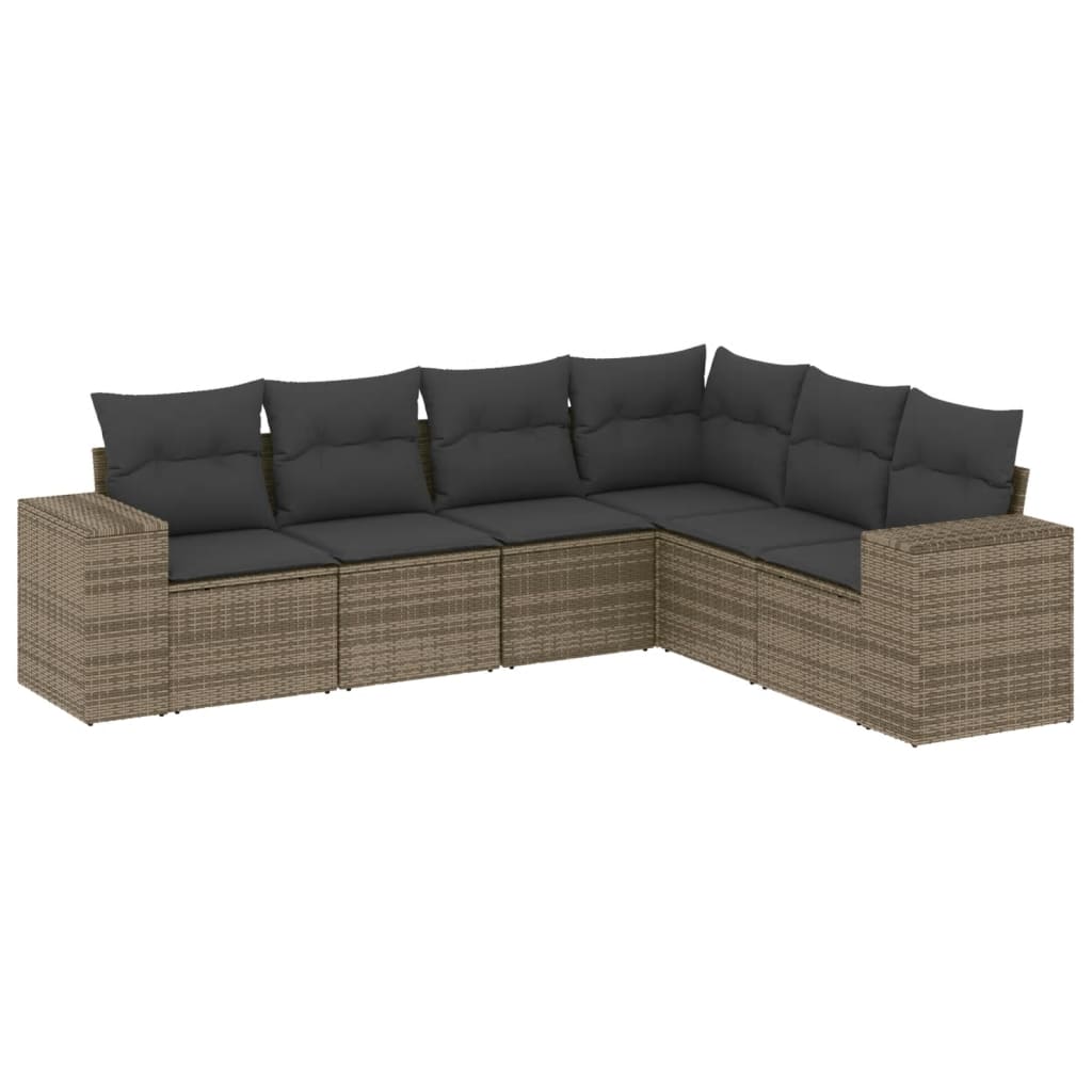 6-dijelni set vrtnih sofa od poliratana s jastucima sivi