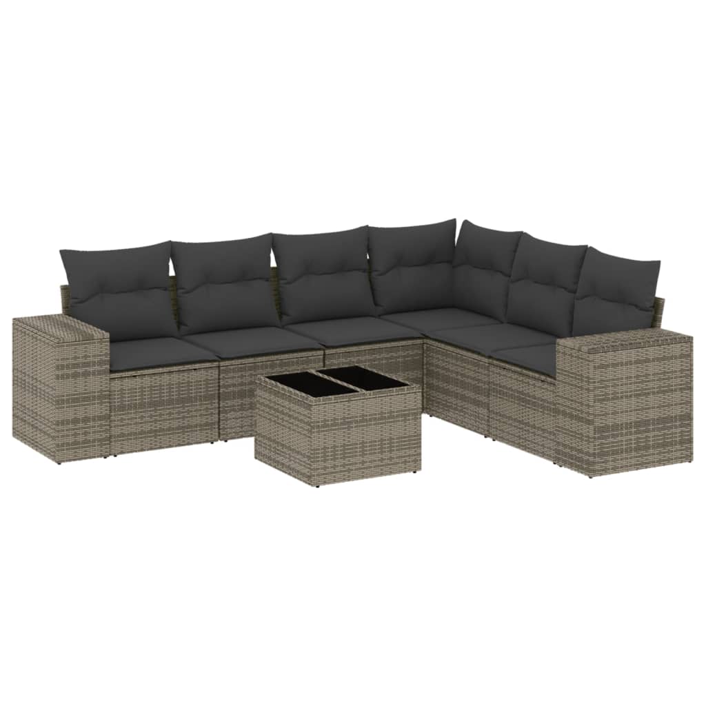 7-dijelni set vrtnih sofa sivi od poliratana