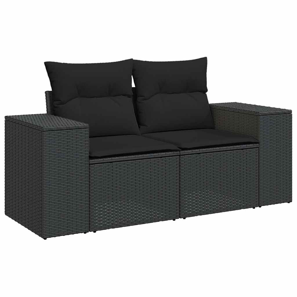 6-dijelni set vrtnih sofa s jastucima crni od poliratana