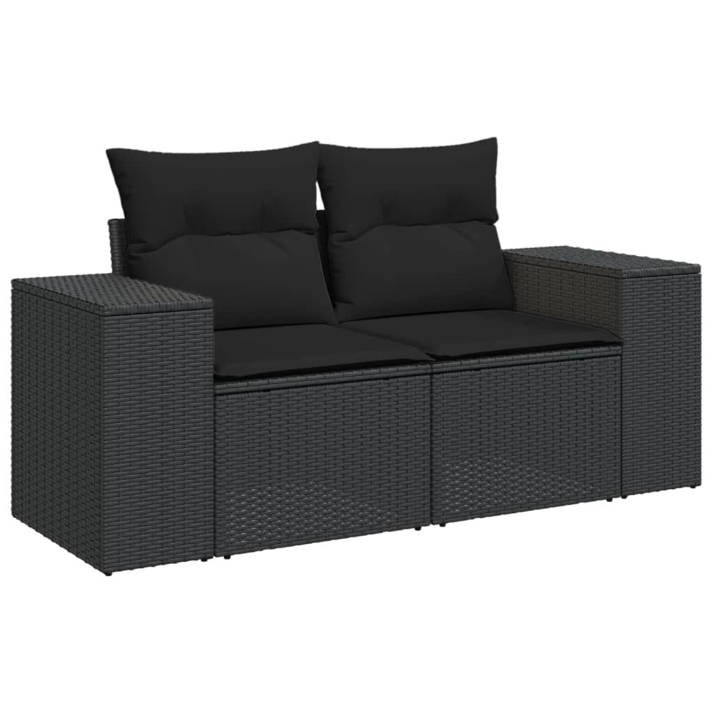 7-dijelni set vrtnih sofa od poliratana s jastucima crni