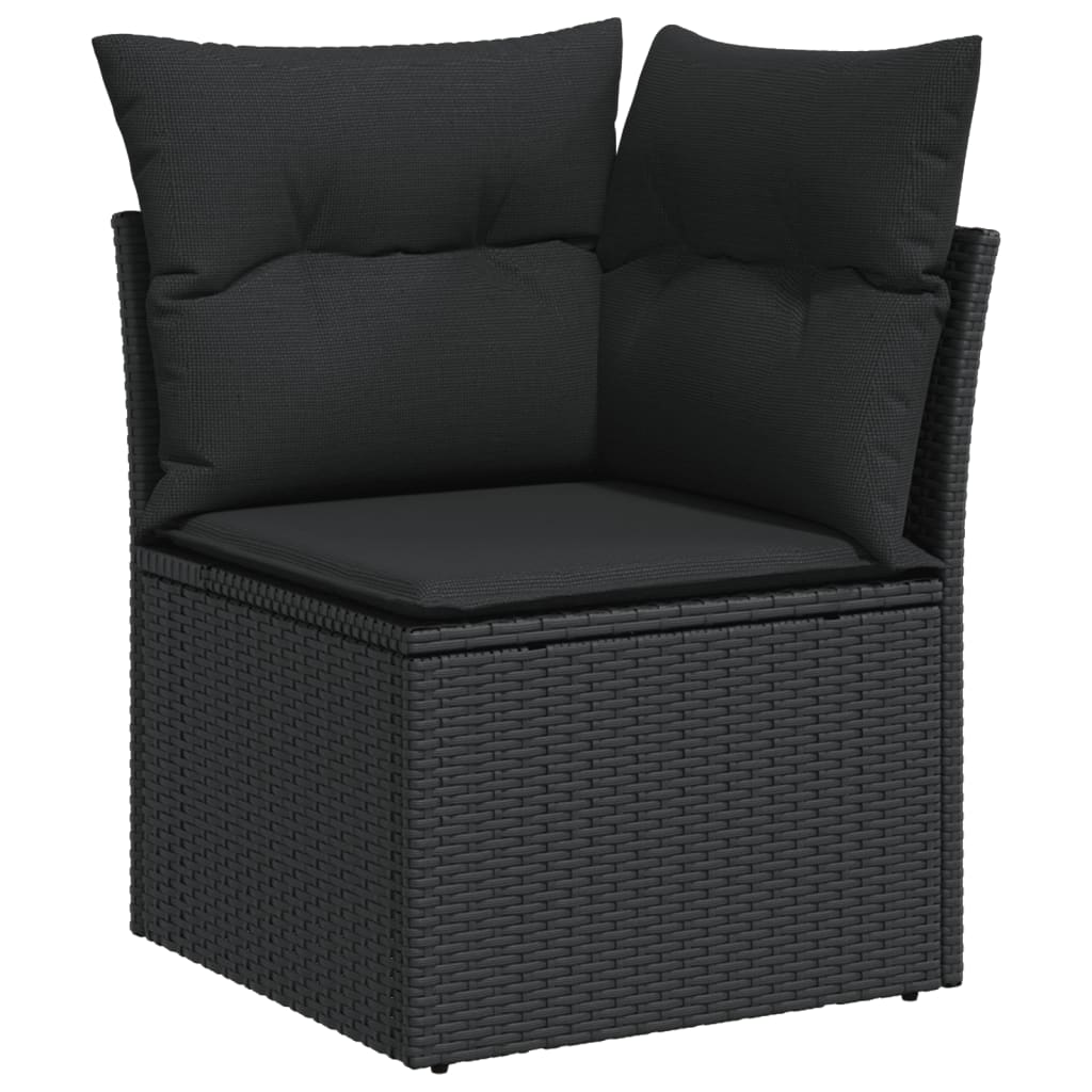 7-dijelni set vrtnih sofa od poliratana s jastucima crni