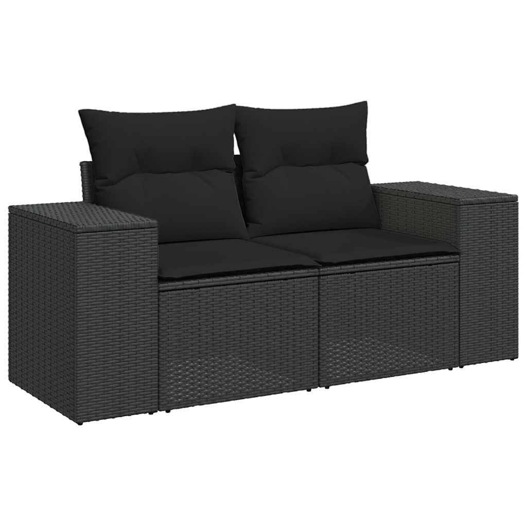 8-dijelni set vrtnih sofa od poliratana s jastucima crni