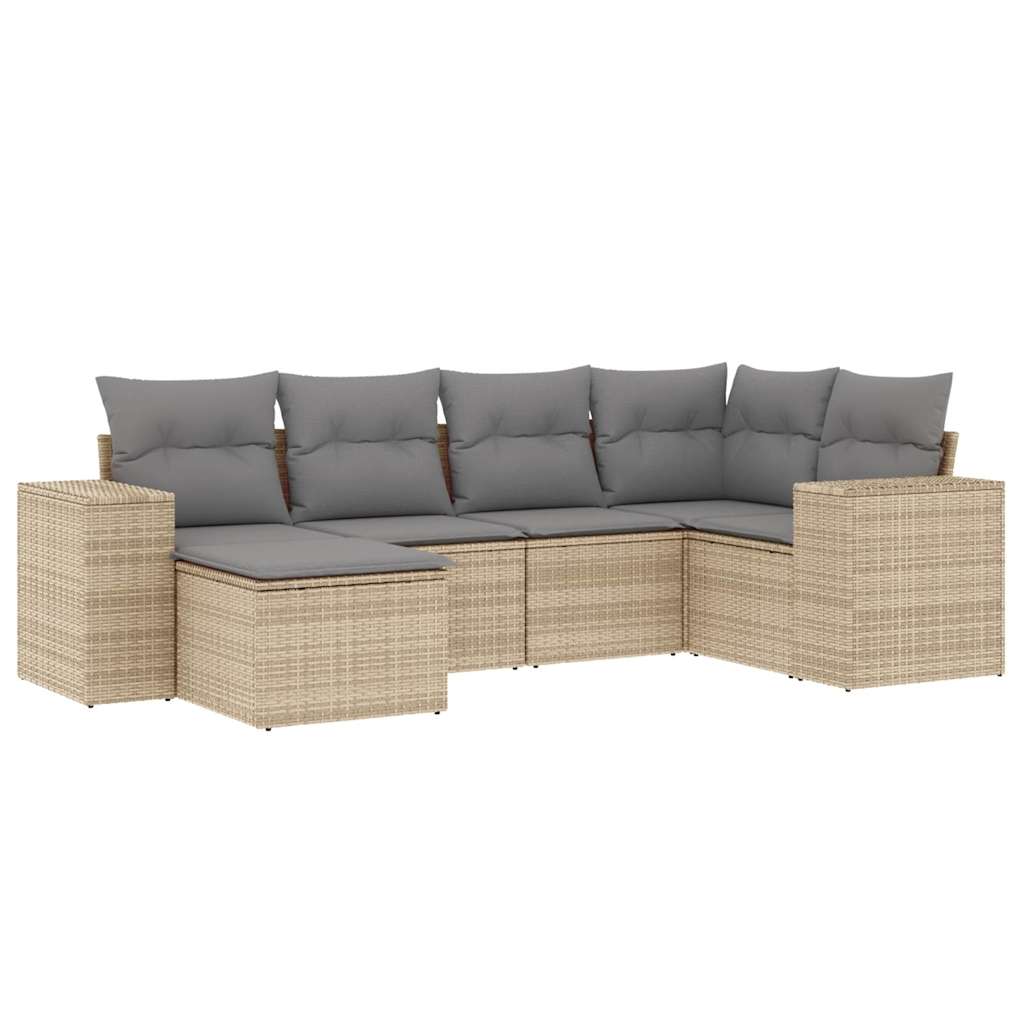 6-dijelni set vrtnih sofa s jastucima bež od poliratana