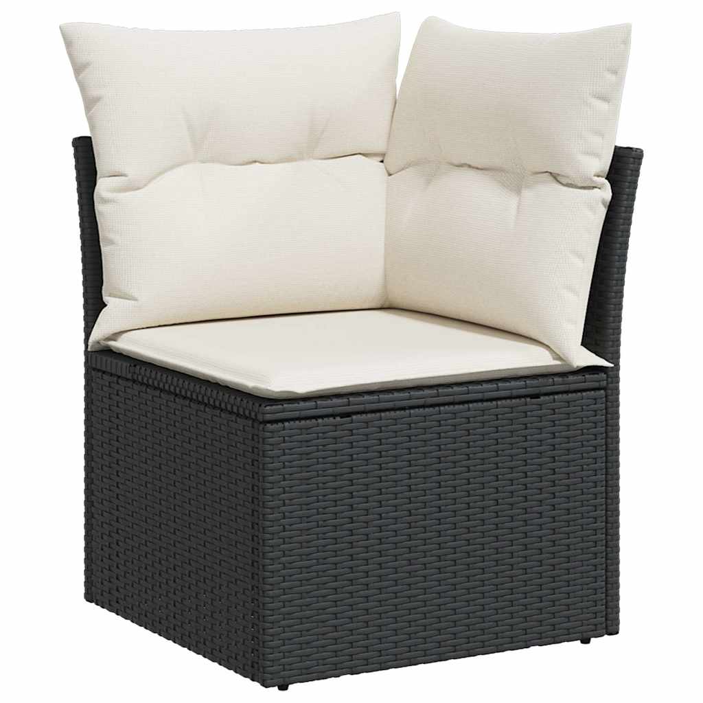 7-dijelni set vrtnih sofa od poliratana s jastucima crni