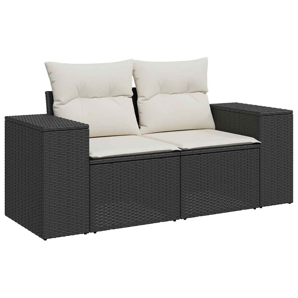 7-dijelni set vrtnih sofa od poliratana s jastucima crni