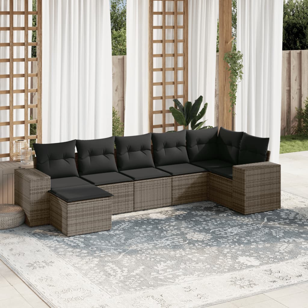 7-dijelni set vrtnih sofa sivi od poliratana
