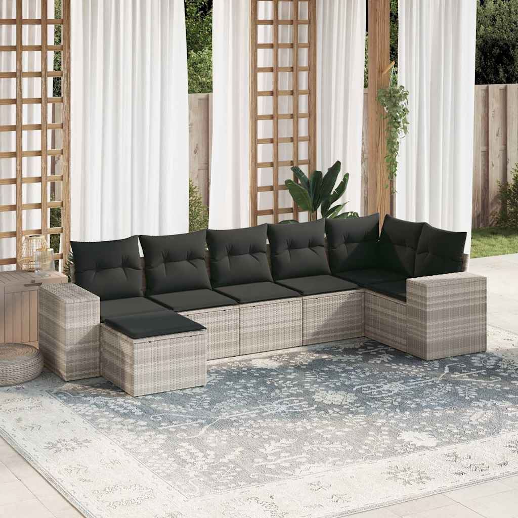 7-dijelni set vrtnih sofa svjetlosivi od poliratana