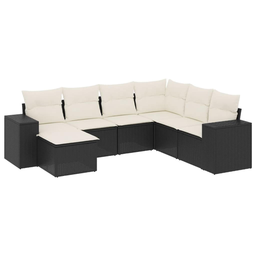 7-dijelni set vrtnih sofa od poliratana s jastucima crni