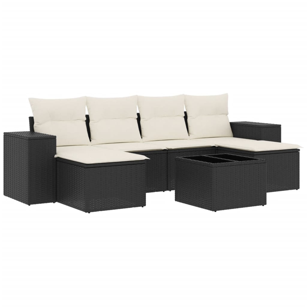 7-dijelni set vrtnih sofa od poliratana s jastucima crni