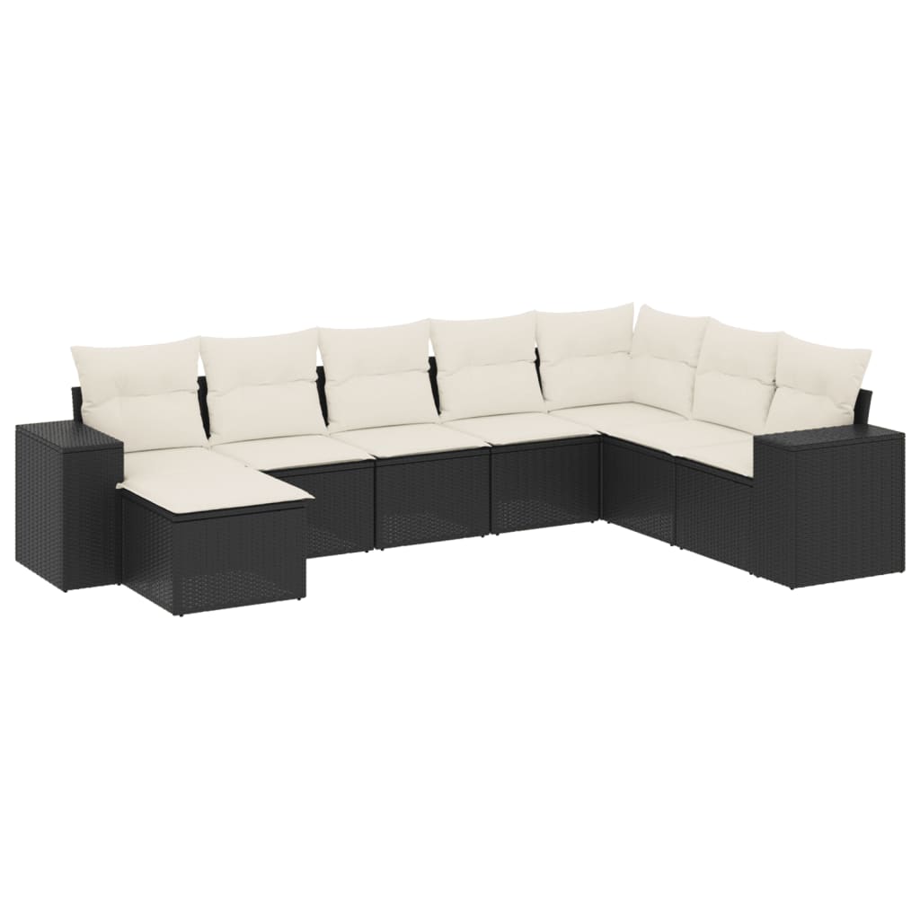 8-dijelni set vrtnih sofa od poliratana s jastucima crni