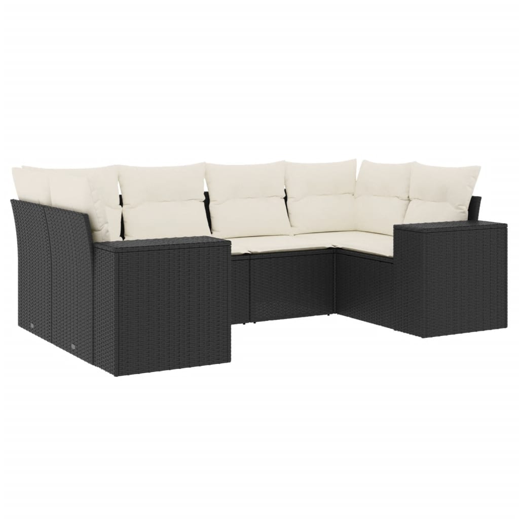 6-dijelni set vrtnih sofa s jastucima crni od poliratana