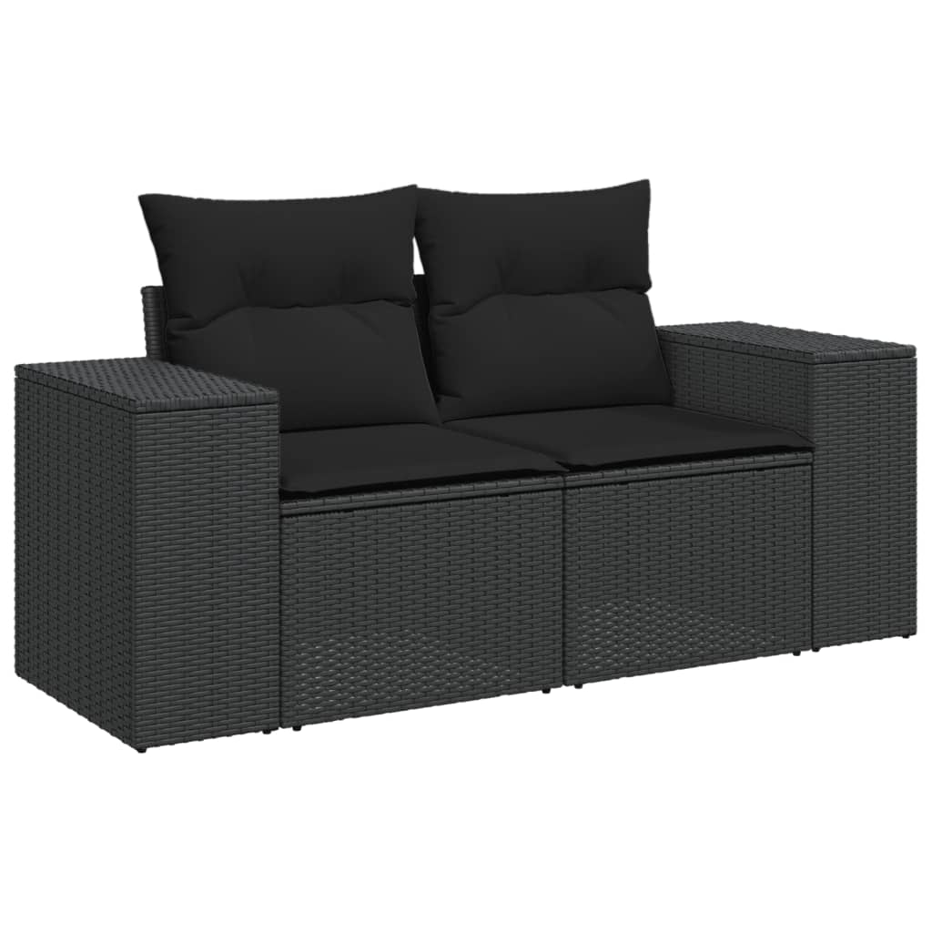 10-dijelni set vrtnih sofa s jastucima crni od poliratana