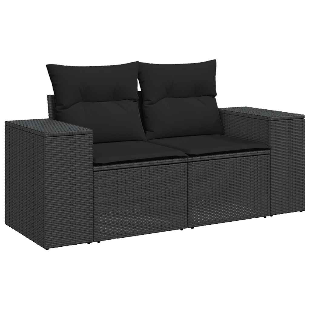 10-dijelni set vrtnih sofa s jastucima crni od poliratana