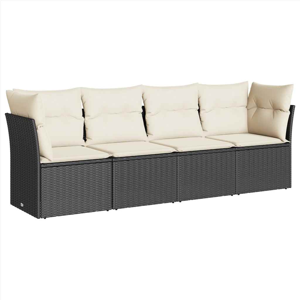 4-dijelni set vrtnih sofa od poliratana s jastucima crni