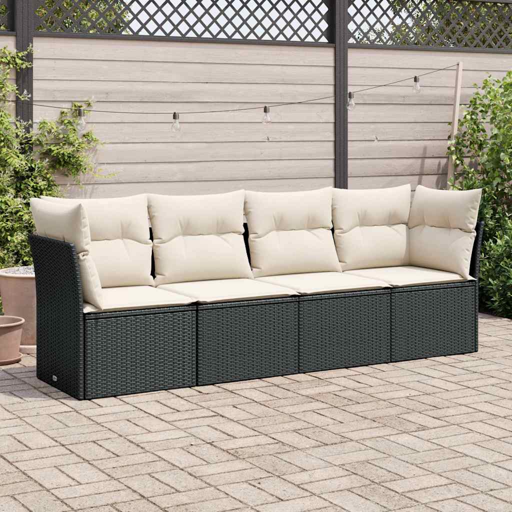 4-dijelni set vrtnih sofa od poliratana s jastucima crni