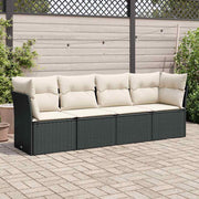 4-dijelni set vrtnih sofa od poliratana s jastucima crni