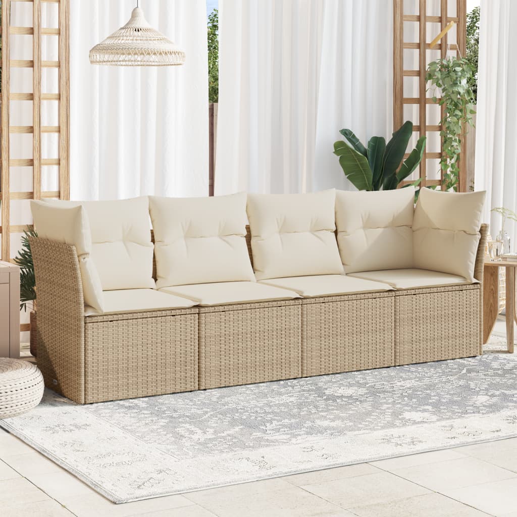 4-dijelni set vrtnih sofa s jastucima bež od poliratana