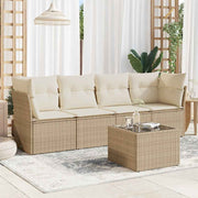 5-dijelni vrtni set sofa s jastucima bež od poliratana