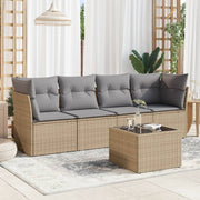 5-dijelni vrtni set sofa s jastucima bež od poliratana