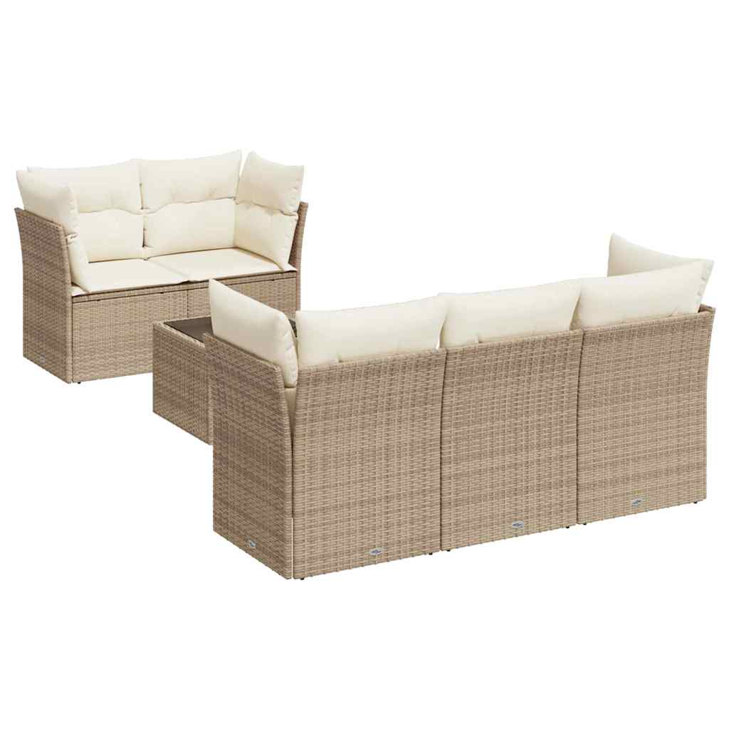 6-dijelni set vrtnih sofa s jastucima bež od poliratana 55 x 55 x 37 cm