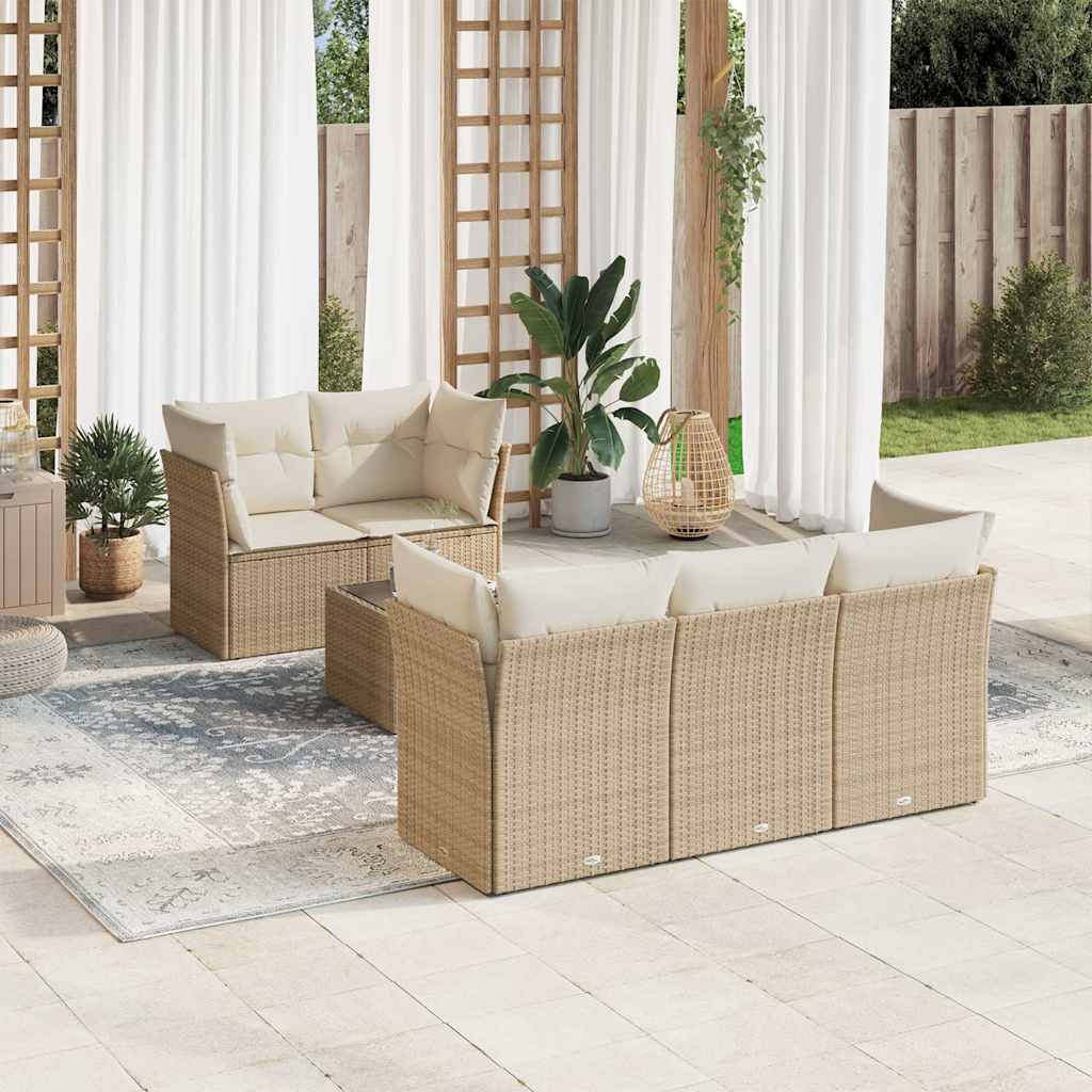 6-dijelni set vrtnih sofa s jastucima bež od poliratana 55 x 55 x 37 cm