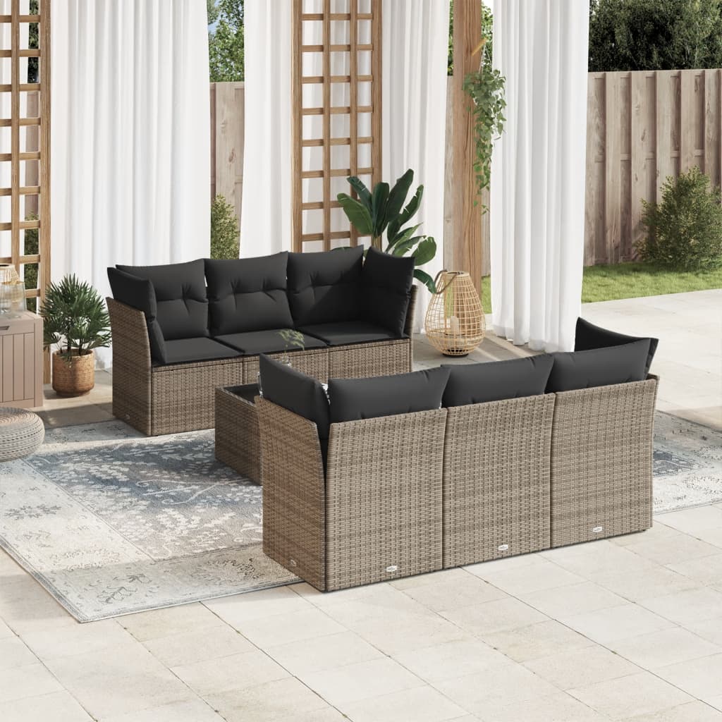 7-dijelni set vrtnih sofa sivi od poliratana