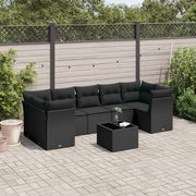 8-dijelni set vrtnih sofa od poliratana s jastucima crni