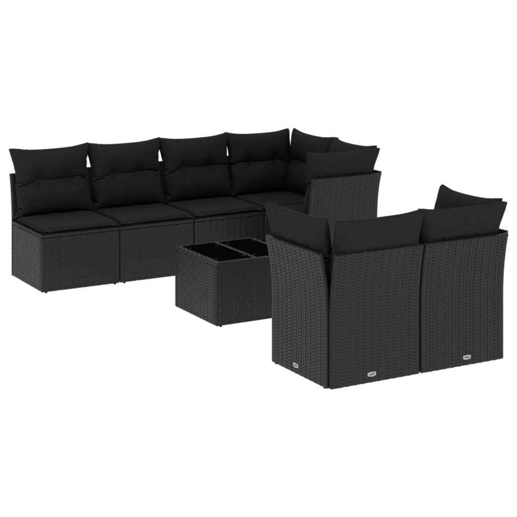 8-dijelni set vrtnih sofa od poliratana s jastucima crni