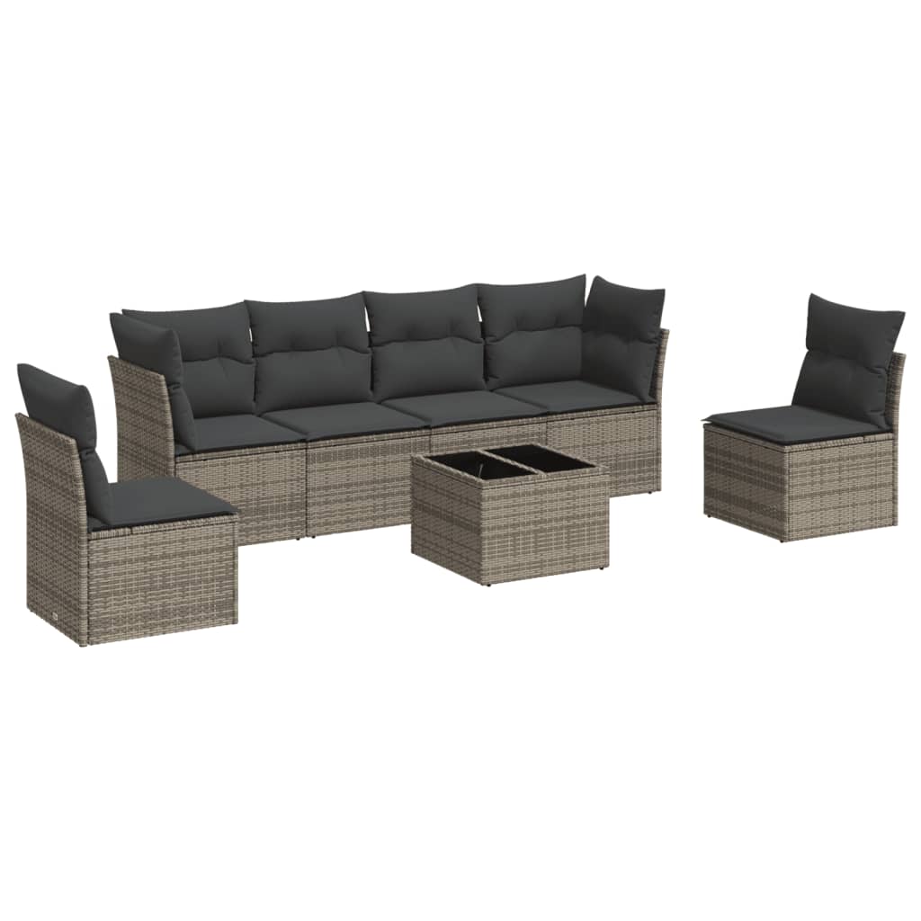 7-dijelni set vrtnih sofa sivi od poliratana