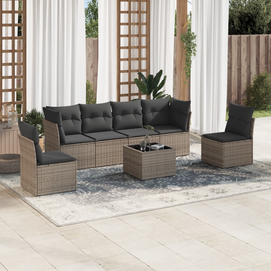 7-dijelni set vrtnih sofa sivi od poliratana