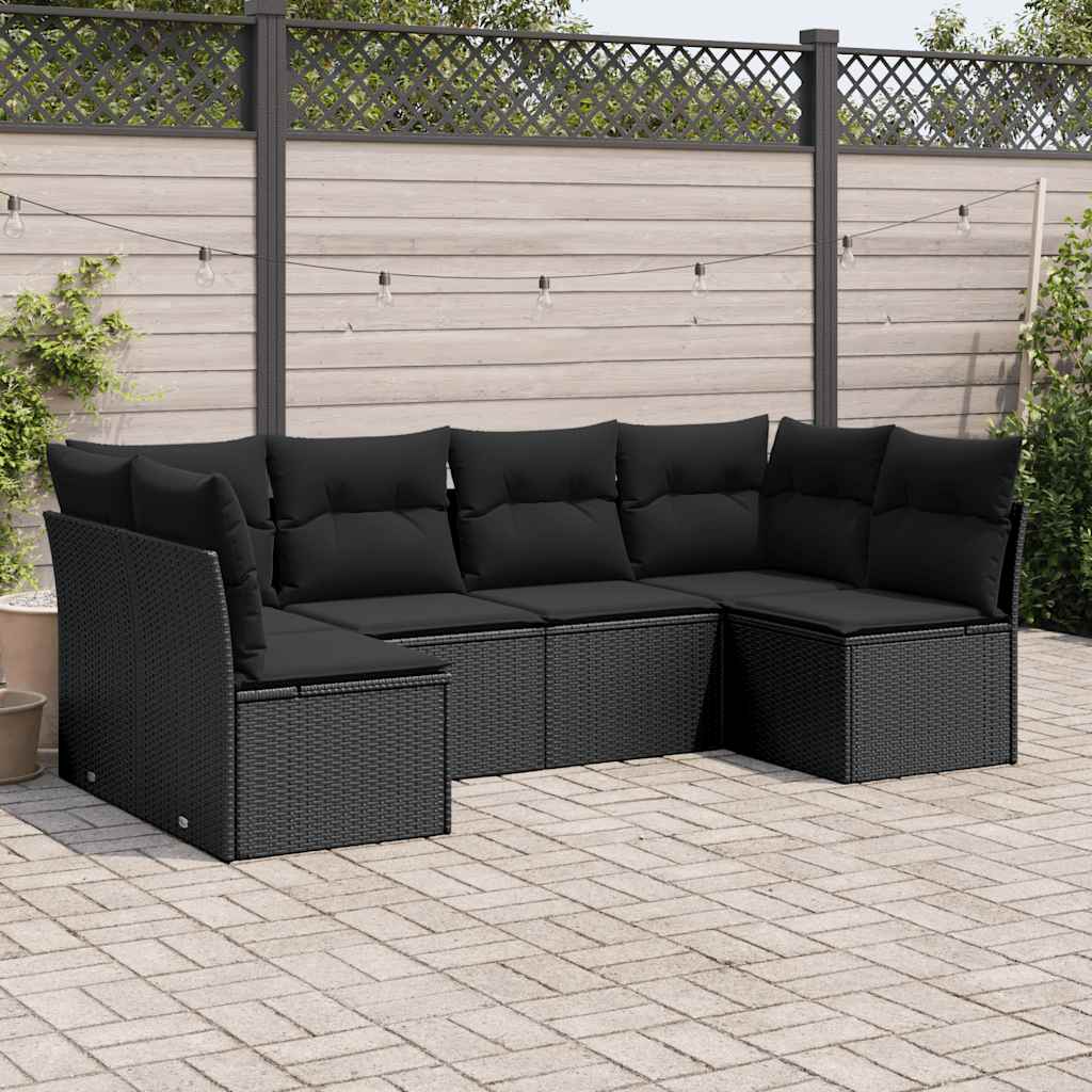6-dijelni set vrtnih sofa s jastucima crni od poliratana