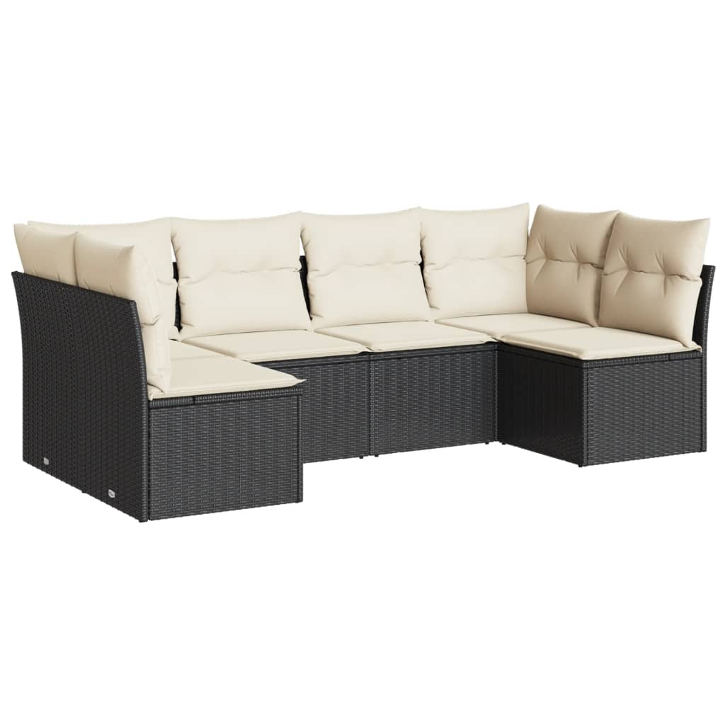 6-dijelni set vrtnih sofa s jastucima crni od poliratana