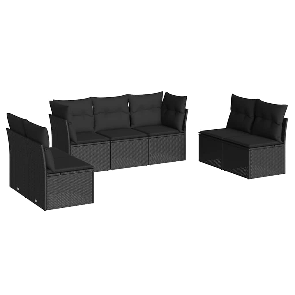 7-dijelni set vrtnih sofa od poliratana s jastucima crni