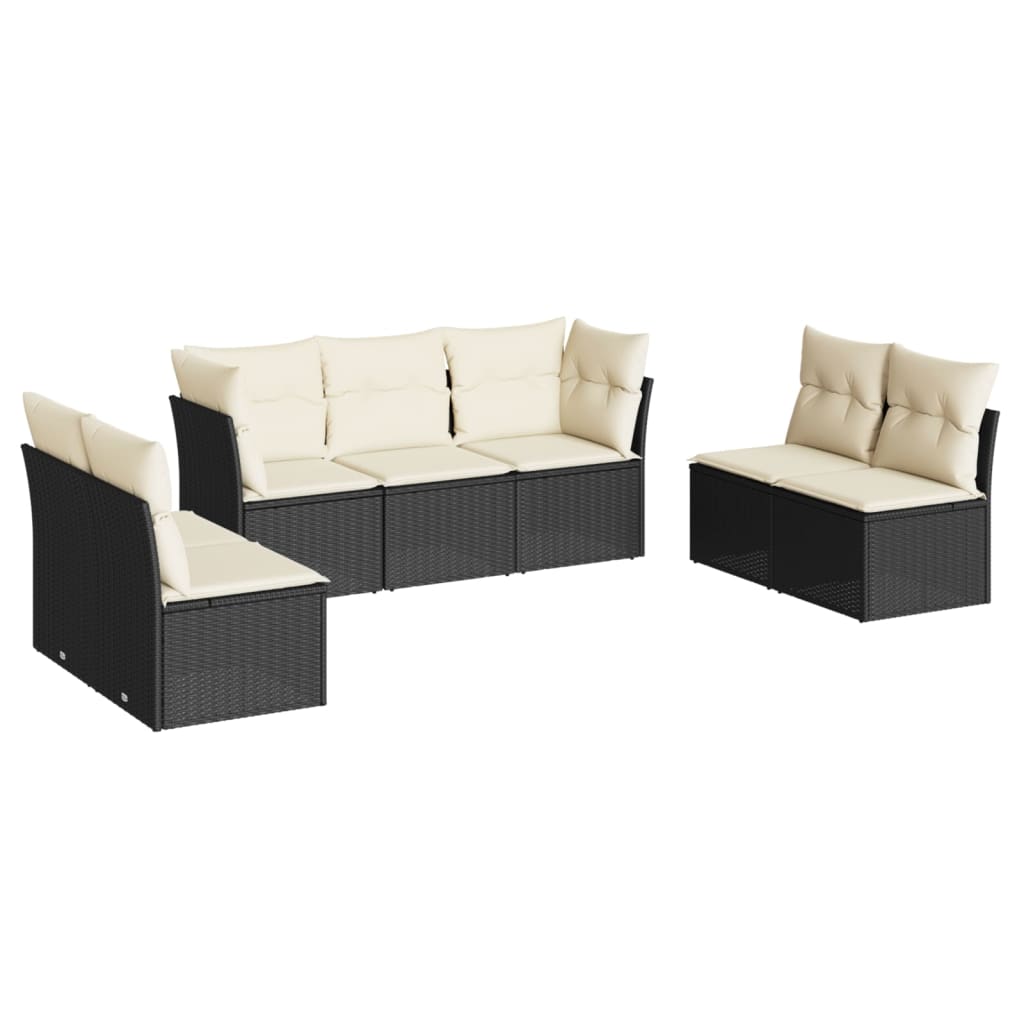 7-dijelni set vrtnih sofa od poliratana s jastucima crni
